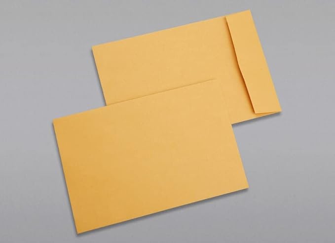 Limited Papers (TM) Booklet Envelopes, (Open Side) Brown Kraft, Gummed Seal, 28 Pound, Heavyweight, For Mailing And More. (500, 6.5 x 9.5)