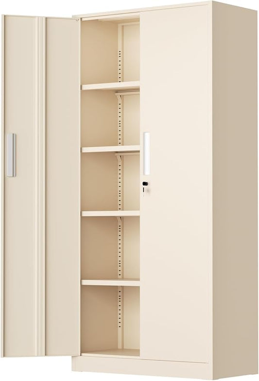 INTERGREAT Metal Storage Cabinet with Doors and Shelves,72" H Gray Steel Tool Locking Cabinet, Metal Storage Cabinets for Home Office, Warehouse, School