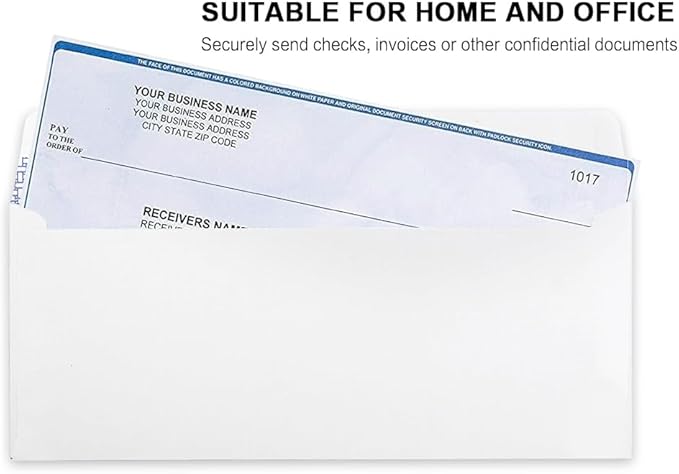 HERKKA #10 Security Self-Seal Envelopes, No.10 Windowless Bussiness Envelopes, Security Tinted with Printer Friendly Design - Size 4-1/8 x 9-1/2 Inch - White - 24 LB - 1000 Pack