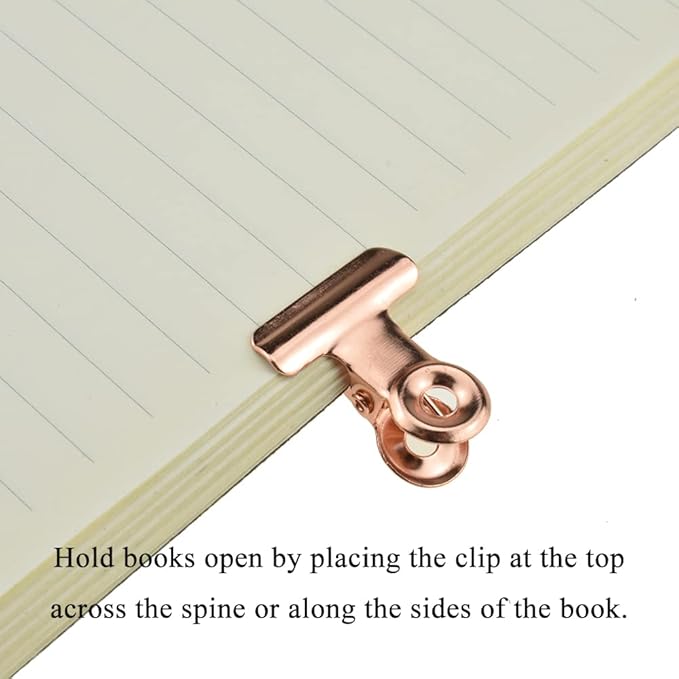 HAHIYO 0.87inch Rose Gold Bulldog Clips Metal File Hinge Binder Clips Clamps Save Space Strong Spring Jaws Rock Solid Grip Book Lay Flat Deburred Edge for Hang Photos Wall Grid Dog Food 30PCS