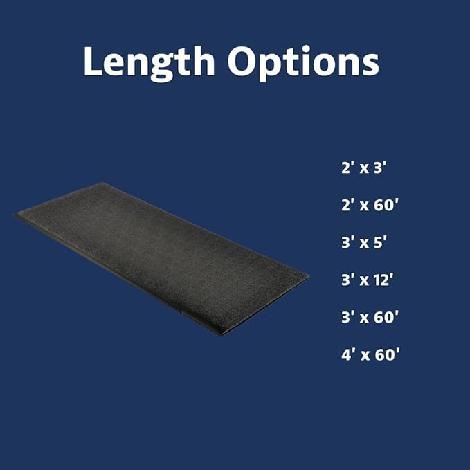 Notrax 411 Sof-Tred™ 2' x 60' x 9/16" Anti Fatigue Mat, Enhanced Slip Resistance with Beveled Edges and Pebbled Surface, Ideal for Industrial and Commercial Workplaces, Black, 411R0424BL
