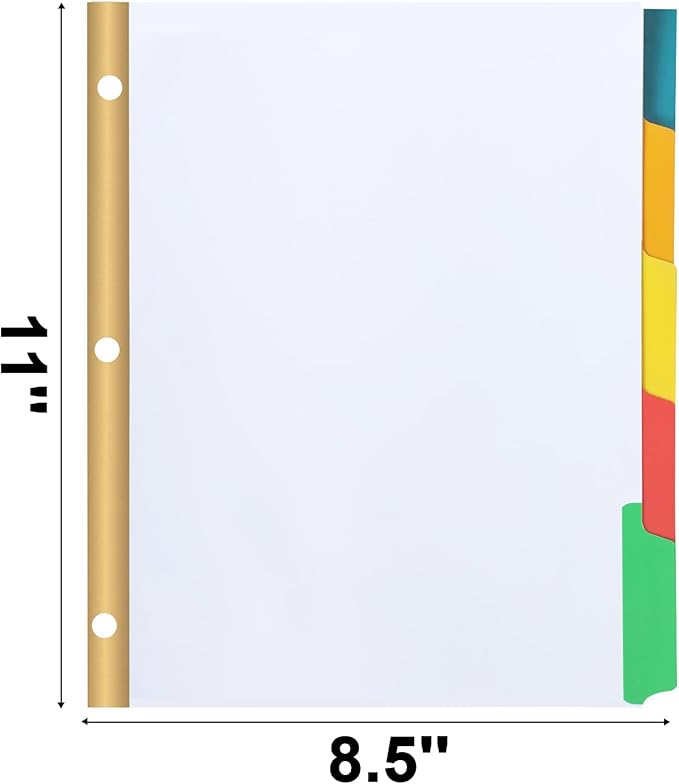 Binder Divider, PANDRI 120 Pack Binder Index White Dividers with 5 Tabs, Letter Size Paper Binder Divider for School Office Home Business