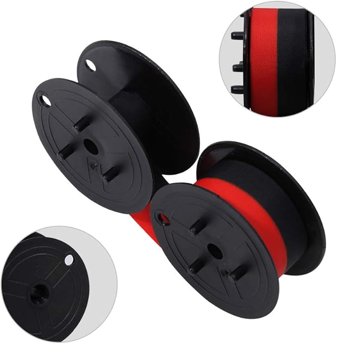 Bigger Replacement for Porelon 11216 Universal Twin Spool Calculator Ribbon for Nukote BR80c, Sharp EL-1197PIII, Dataproducts R3027, Casio DR-210R, Canon MP11DX MP25DV, Black and Red, 12 Pack