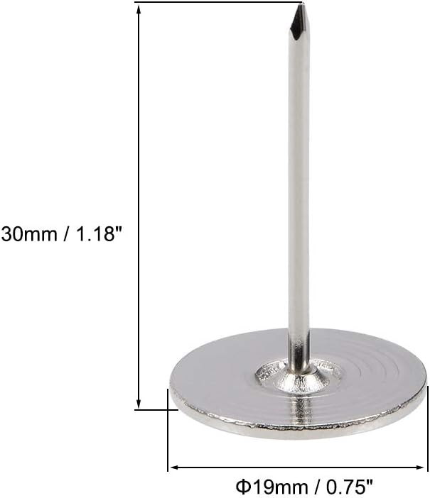 uxcell Upholstery Nails Tacks 19mmx30mm Flat Head Furniture Nails Silver Tone for Furniture Sofa Headboards, 100 Pcs