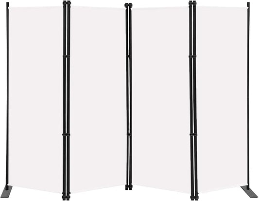 MAYOLIAH 4 Panel Room Divider Screen 6Ft Tall Foldable Privacy Dividers Indoor Wall Partition Room Separator White