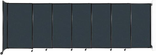 Wall-Mounted Sliding StraightWall Room Divider | Adjustable Widths | Locking Wheels | Room Separator | Up to 15'6" Wide x 5' Tall Blue Spruce Fabric Panels
