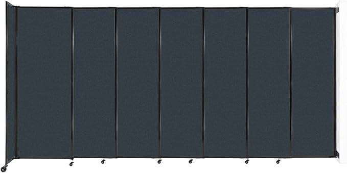Wall-Mounted Sliding StraightWall Room Divider | Adjustable Widths | Locking Wheels | Room Separator | Up to 15'6" Wide x 7'6" Tall Blue Spruce Fabric Panels