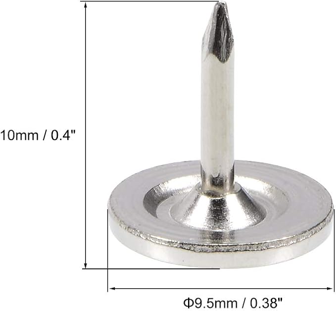 uxcell Upholstery Nails Tacks 9.5mmx10mm Flat Head Furniture Nails Pins Silver Tone for Furniture Sofa Headboards, 100 Pcs
