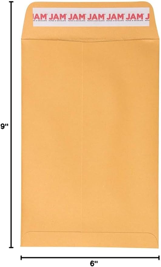 JAM PAPER 6 x 9 Open End Catalog Envelopes with Peel and Seal Closure - Brown Kraft Manila - Bulk 250/Box