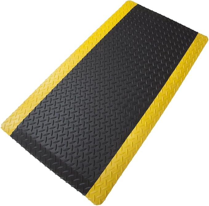 Rhino Mats, American Classic Diamond Anti-Fatigue Mats, Industrial Ergonomic Comfort Standing Mat for Work, Home, Garage, Office, Kitchen or Anywhere (Black/Yellow 9/16" Thick, 3 FT. x 25 FT.)