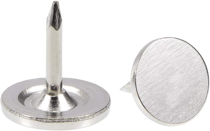 uxcell Upholstery Nails Tacks 9.5mmx10mm Flat Head Furniture Nails Pins Silver Tone for Furniture Sofa Headboards, 100 Pcs
