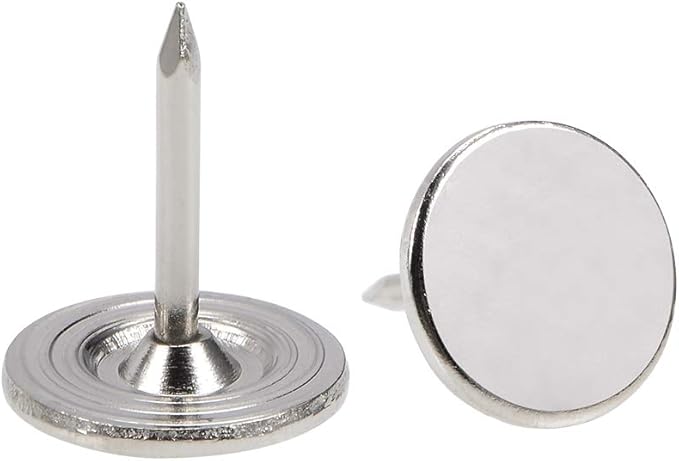 uxcell Upholstery Nails Tacks 11mmx15mm Flat Head Furniture Nails Pins Silver Tone for Furniture Sofa Headboards, 100 Pcs