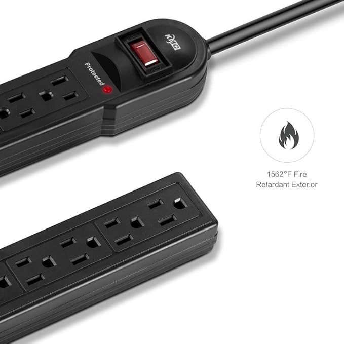 KMC 6-Outlet Surge Protector Power Strip 6 Pack