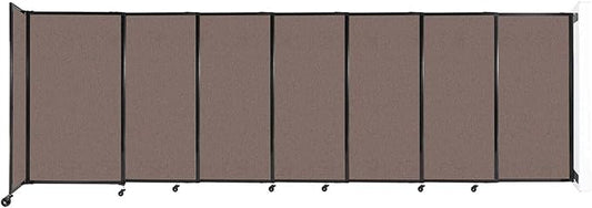 Wall-Mounted Sliding StraightWall Room Divider | Adjustable Widths | Locking Wheels | Room Separator | Up to 15'6" Wide x 5' Tall Latte Fabric Panels