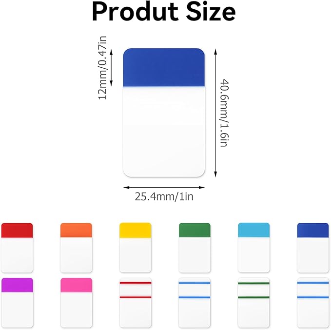 1 Inch Tabs for Notebooks, 480 Pieces Sticky Note Tabs File Index Tabs for Books, Binders, Papers, Documents, File Folders (24 Sets 12 Colors)