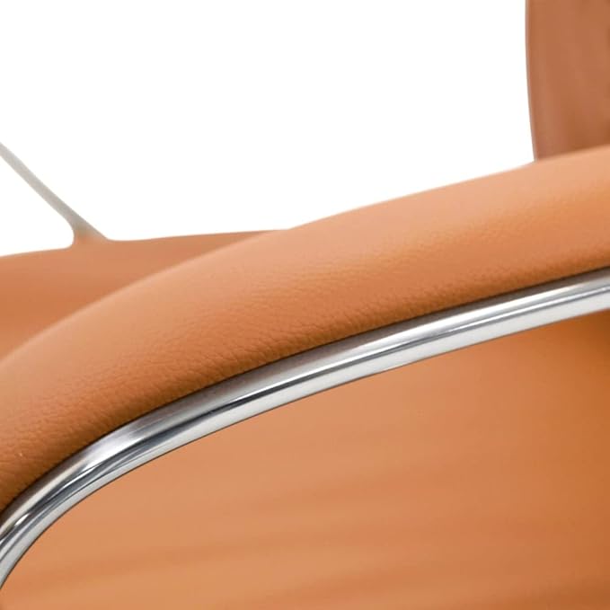 ZURI Forbes Genuine Leather Aluminum Base High Back Executive Chair - Tan