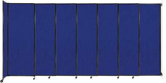 Wall-Mounted Sliding StraightWall Room Divider | Adjustable Widths | Locking Wheels | Room Separator | Up to 15'6" Wide x 7'6" Tall Royal Blue Fabric Panels