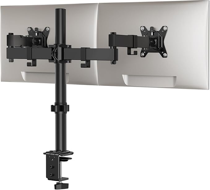 ErGear Dual Monitor Stand, Heavy-Duty Monitor Mount for 17″–32″ Monitors, Flexible Arms with Easy Dual-Monitor Alignment, Sturdy Stepped Arm Design for Superior Support, Supports 22 lbs per Arm