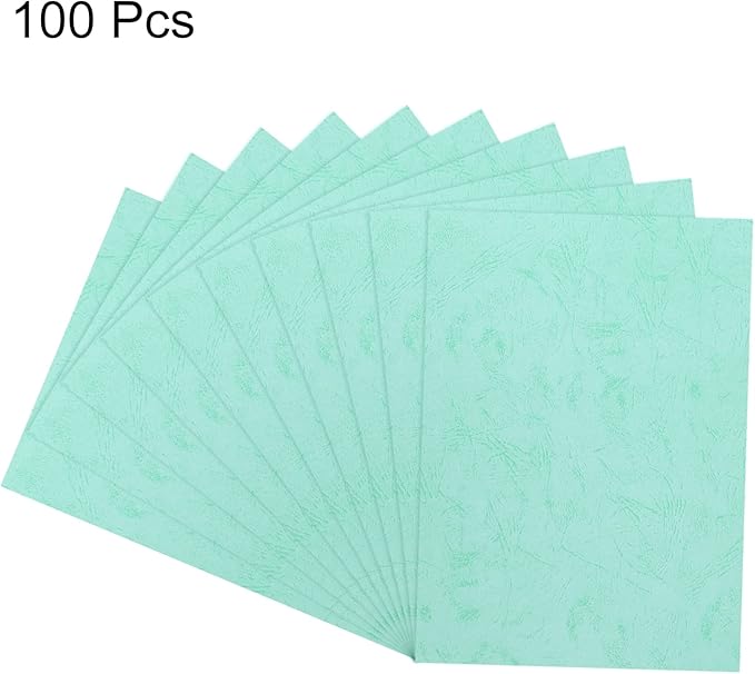 MECCANIXITY 100pcs A4 8-1/2 x 11.5 Inch Presentation Binding Covers Letter Size Leather Textured Grain Paper Un-Punched for Business Reports, Pale Blue