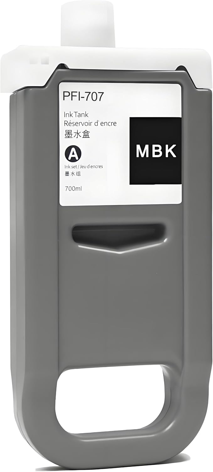 PFI-707 Ink Cartridge PFI707 Ink Tank Compatible with Canon imagePROGRAF PF830, iPF840, iPF850 CAD Plotters 700 ML (1-Pack, Matte Black)
