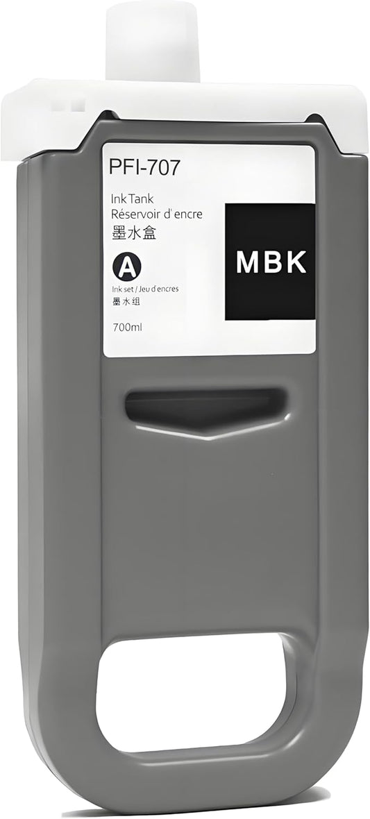PFI-707 Ink Cartridge PFI707 Ink Tank Compatible with Canon imagePROGRAF PF830, iPF840, iPF850 CAD Plotters 700 ML (1-Pack, Matte Black)