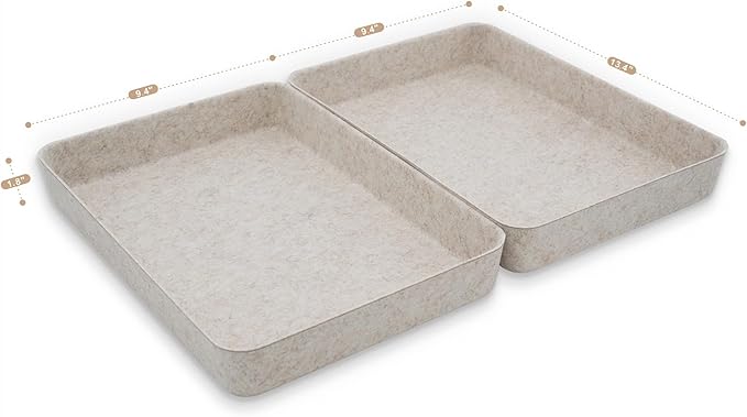 Welaxy 2-piece Office desk drawer organizer tray letter-size documents paper book file Folder Holder Scandinavian-chic storage bin hygge design sleek minimalist gifts idea storage bins (Oatmeal)