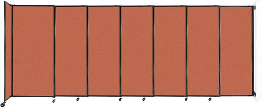 Wall-Mounted Sliding StraightWall Room Divider | Adjustable Widths | Locking Wheels | Room Separator | Up to 15'6" Wide x 6' Tall Papaya Fabric Panels