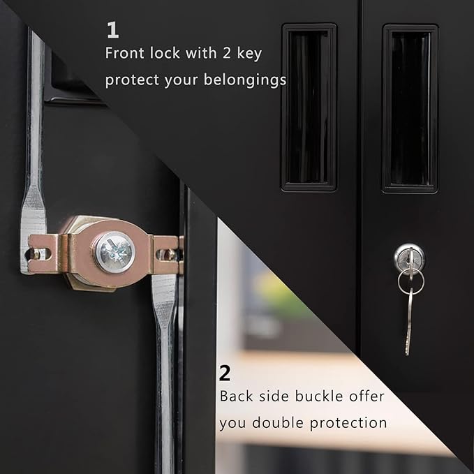 BESFUR Metal Storage Cabinet 87" H,Black Locking Storage Cabinets with Top Cabinet and 4 Adjustable Shelves for Home Office, Garage,School, Apartment, Warehouse, Utility Room