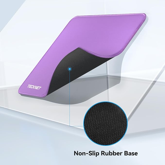 TECKNET Mouse Pad with Anti-fray Stitchin, Waterproof Surface & Non-Slip Rubber Base with Stitched Edges Gaming Mouse Mat for Laptop,Compatible with Laser and Optical Mice - Purple