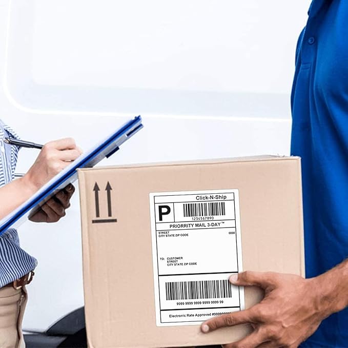 L LIKED 4"x 6" Direct Thermal Labels White Perforated Shipping Labels, 250 Labels per Roll, 4 Rolls - Compatible with Direct Thermal Printers