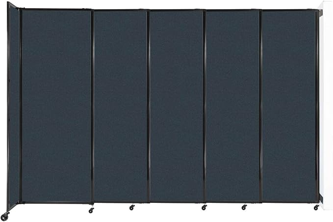 Wall-Mounted Sliding StraightWall Room Divider | Adjustable Widths | Locking Wheels | Room Separator | Up to 11'3" Wide x 7'6" Tall Blue Spruce Fabric Panels