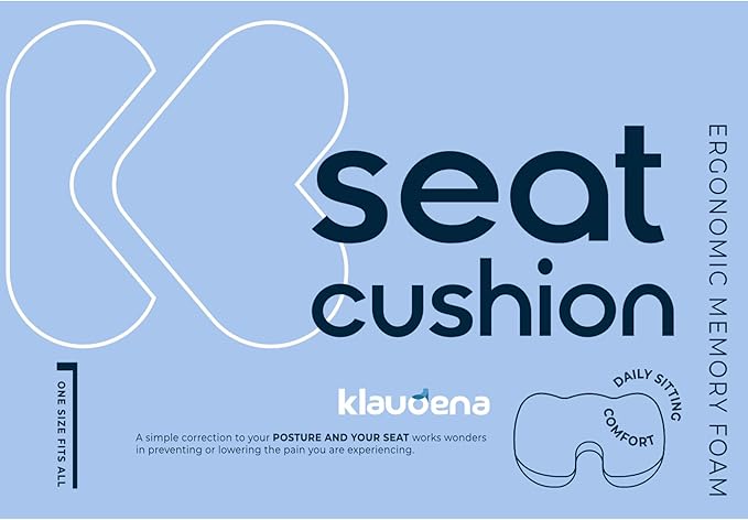 Klaudena | Office Chair Cushion for Tailbone Pain & Pressure Relief | Seat Cushion for Long Sitting Hours | Coccyx Lower Back Support | Memory Foam Cushions for Hip & Sciatica | Ergonomic Butt Pillow