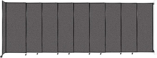Wall-Mounted Sliding StraightWall Room Divider | Adjustable Widths | Locking Wheels | Room Separator | Up to 19'9" Wide x 6'10" Tall Charcoal Gray Fabric Panels