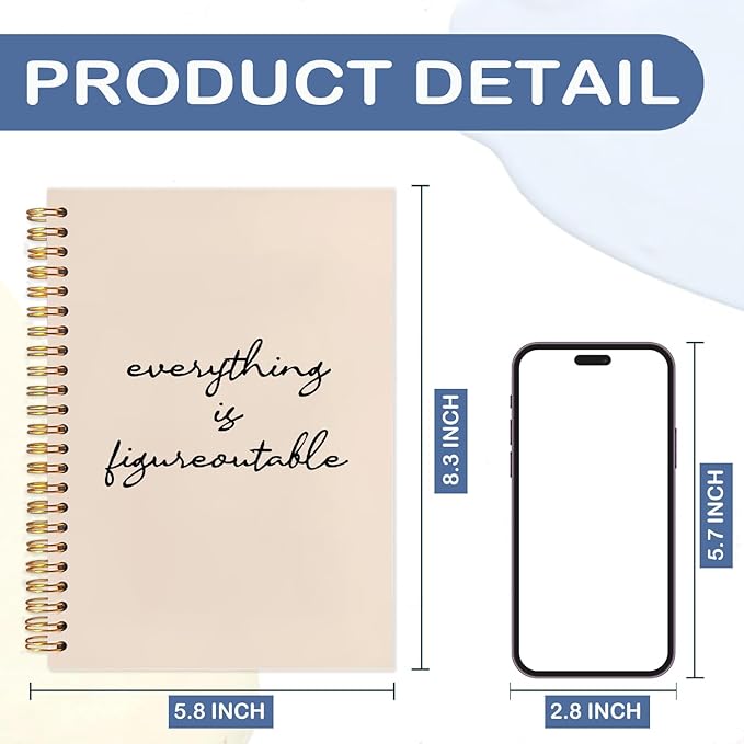 SNNDER Everything Is Figureoutable Inspirational Notebook Journal, Motivational Gifts for Coworkers Women Men, Positive Affirmation Journal Notebook, Hardcover Spiral Notebooks 5.5x8.3 Inch
