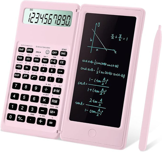 Scientific Calculators for Students, 10-Digit Large Screen, Math Calculator with Notepad, Classroom Must Haves for Middle High School Supplies & College (Pink