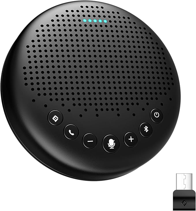 EMEET Conference Speaker and Microphone Luna 360° Voice Pickup w/Noise Reduction/Mute/Indicator USB Bluetooth Speakerphone w/Dongle for 8 People Daisy Chain for 16 Compatible with Leading Software