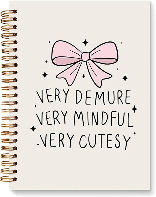JXREQ Trendy Pink Bow Notebook, Coquette Girly Bow Journal Notebook, Very Demure Mindful Cutesy Journal for Women, Coquette Office Supplies, Preppy Girly Spiral Notebooks 5.5x8.3