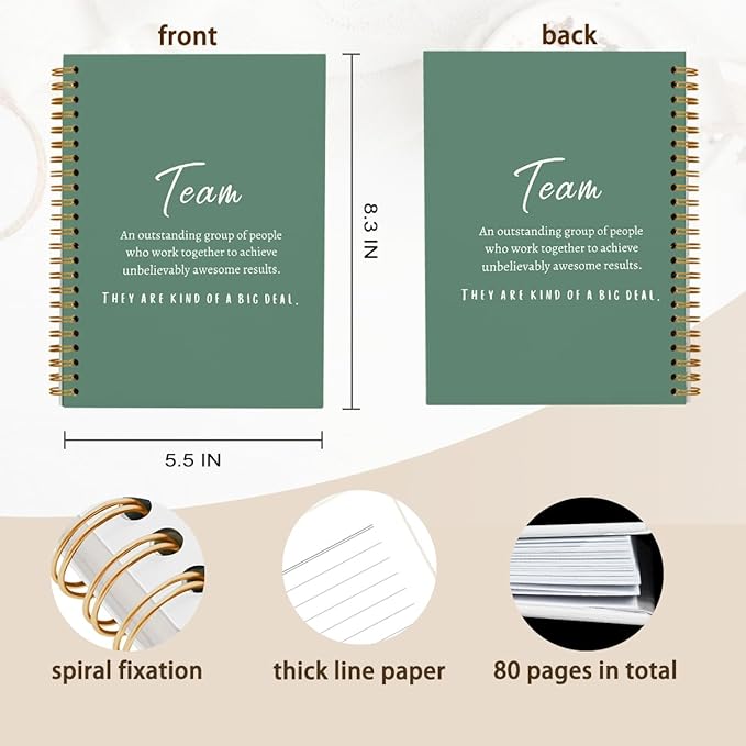 Sage Green Meeting Notebook for Work, Employee Appreciation Gifts, Team Gifts for Employees, Journals for Writing, Thank You Gifts for Women Men Leader Boss Mentor Manager Coworkers, 5.5"x8.3"