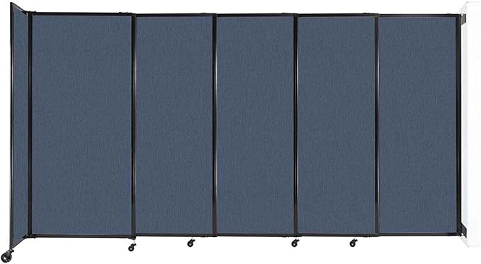 Wall-Mounted Sliding StraightWall Room Divider | Adjustable Widths | Locking Wheels | Room Separator | Up to 11'3" Wide x 6' Tall Ocean Fabric Panels