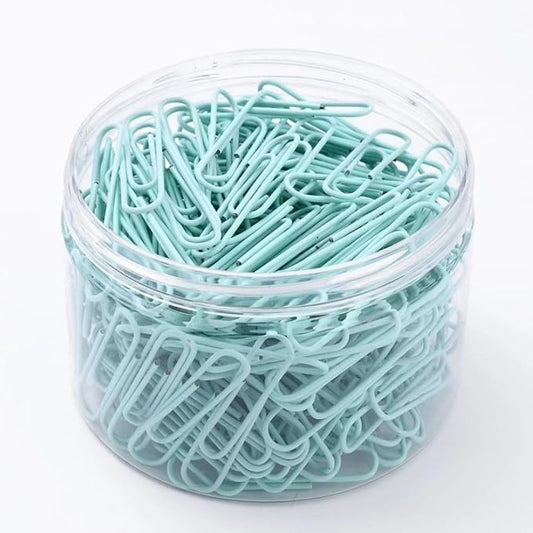 Macaron Colored Paper Clips, 1.1" Medium Paper Clip(28mm, 600pcs Paperclips for Office Supplies and Organization (Cyan)