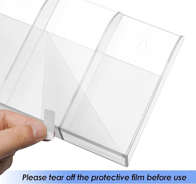 MaxGear Wall Marker Holder, 3 Compartments Desk Acrylic Organizer for Remotes, Pens, Makeup, Markers, Clear Remote Control Holder for Whiteboard Accessories-7.8'' x 1.6'' x 5.5''