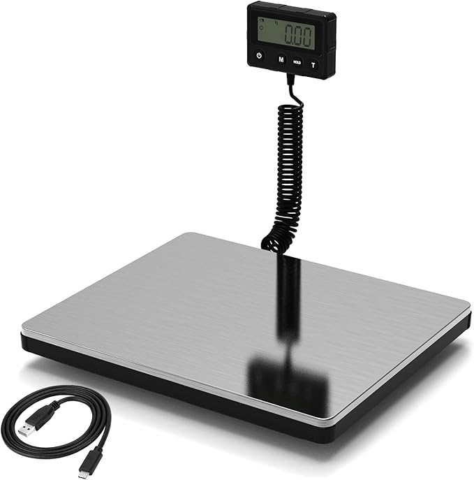 Maxus Shipping Scale 440lb, LCD Digital Postal Scale with Hold and Tare Funtion, Postage Scale for Packages Luggage Post Office Warehouse, Battery and Tape-c Power, Black