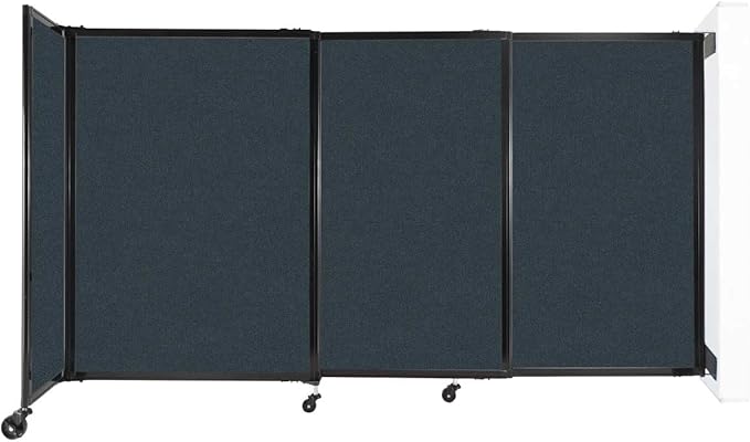Wall-Mounted Sliding StraightWall Room Divider | Adjustable Widths | Locking Wheels | Room Separator | Up to 7'2" Wide x 4' Tall Blue Spruce Fabric Panels