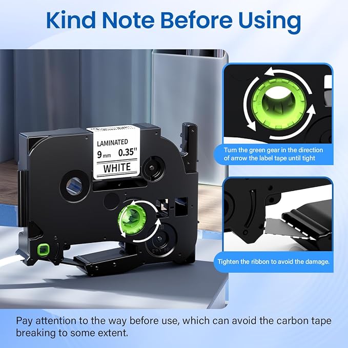 Labelife TZe-221 Label Maker Tape 9mm Compatible with Brother P Touch Label TZe TZ Tape 9mm 0.35 Laminated White 3/8 Inch TZe221 for Brother Ptouch PT D210 PTD220 PT-D200 PT-H110 PTD400,5-Pack