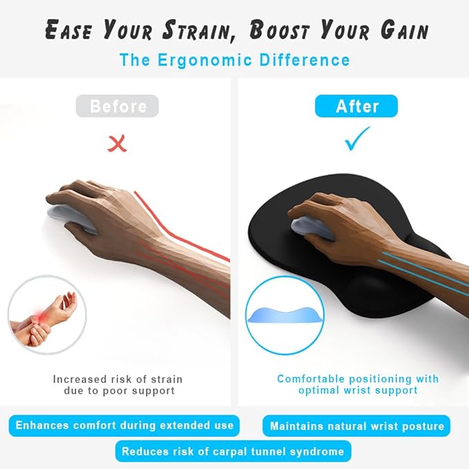 ErgoComfort Gel Wrist Rest Mouse Pad-Ergonomic Office Mousepad with Wrist Support-Non-Slip, Design Desk Accessories Mat for Home&Game Decor (05Midnight Wave)