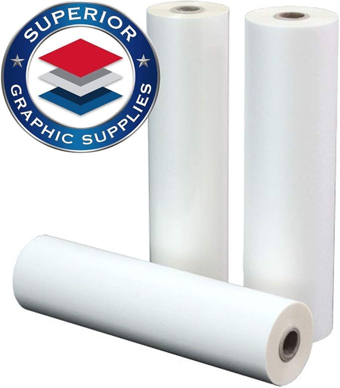 Superior Graphic Supplies PET Laminating Film Roll Premium Quality 25 Inches X 250 Feet - 1 Inch Core, 3 Mil / 0.003" Thick, Clear Gloss, 2 Roll Pack