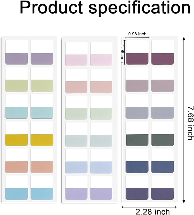 Potanro Sticky Book Tabs 360PCS Notebook Colorful Book Annotation Tabs Kit Writable Repositionable Color Page Markers Bible Tabs for Office Supplies