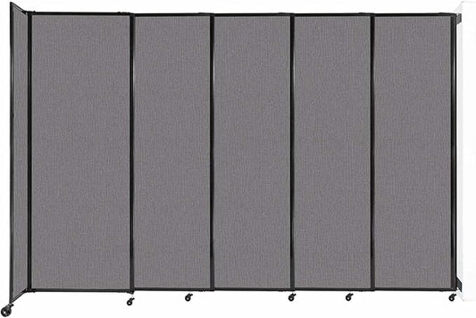 Wall-Mounted Sliding StraightWall Room Divider | Adjustable Widths | Locking Wheels | Room Separator | Up to 11'3" Wide x 7'6" Tall Slate Fabric Panels
