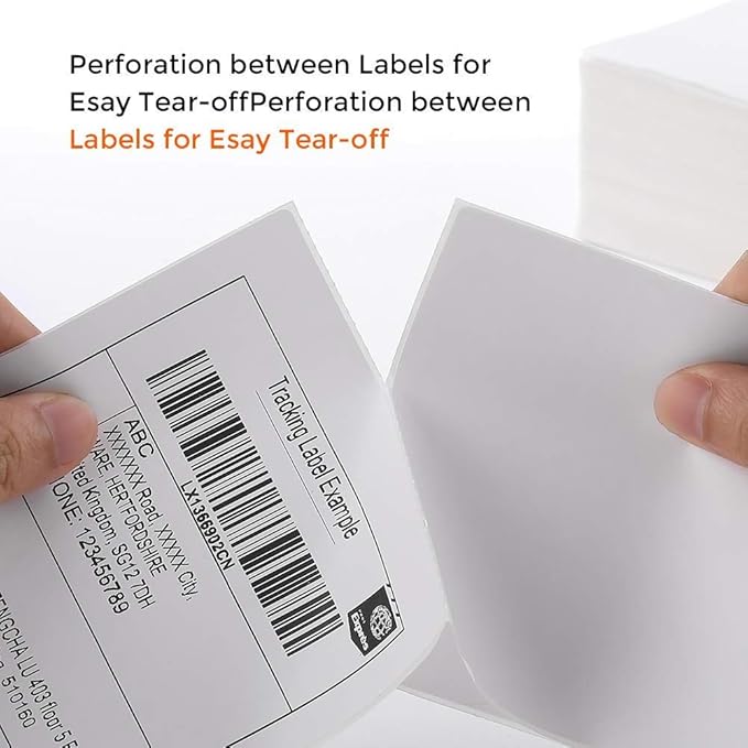MFLABEL Fanfold 4" x 6" Direct Thermal Labels White Perforated Shipping Labels (2 Stacks)