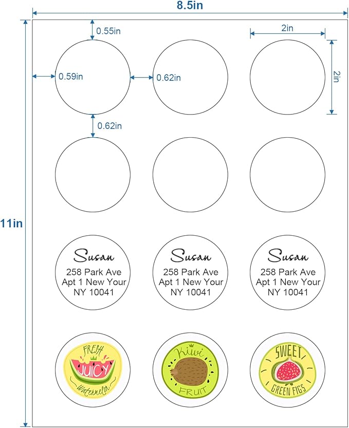 Methdic 2" Diameter High Visibility Printable Round Labels,Matte White,360 Customizable Blank Stickers